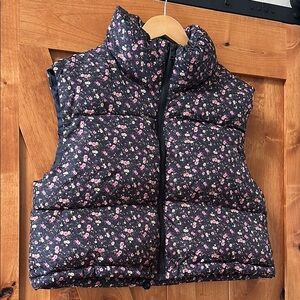 Aeropostale Floral Remixed Down Jacket zipper w drawstring base women’s Large